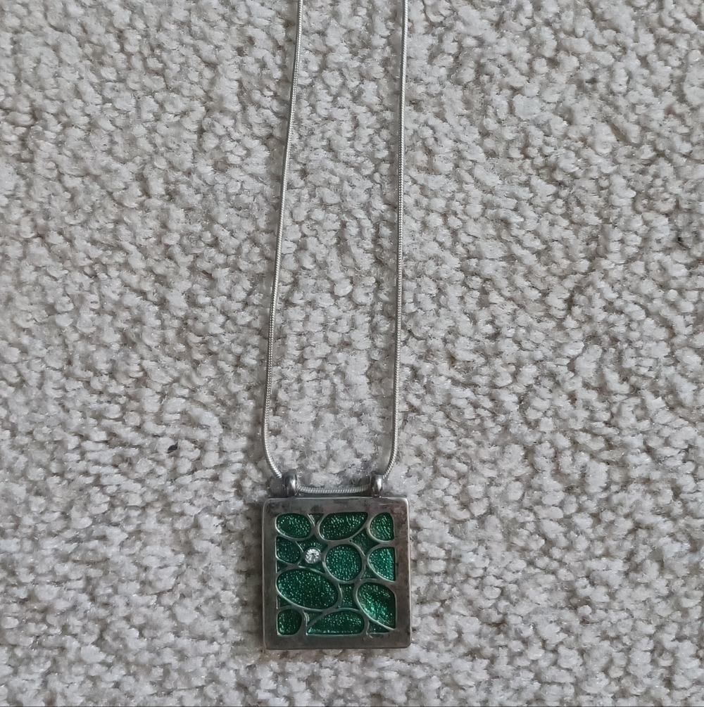 Elegant Blue & Green Reversible Pendant Necklace